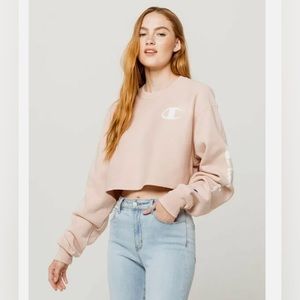 Champion Reverse Weave Cut Off / Crop Crew Sweatshirt Blush Color